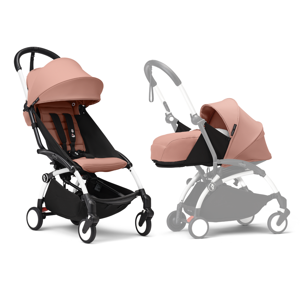 Stokke YOYO3 Black Frame & 0+ & 6+ Ginger Bundle