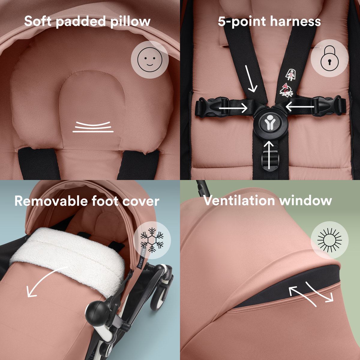 Stokke YOYO3 Black Frame & 0+ & 6+ Ginger Bundle