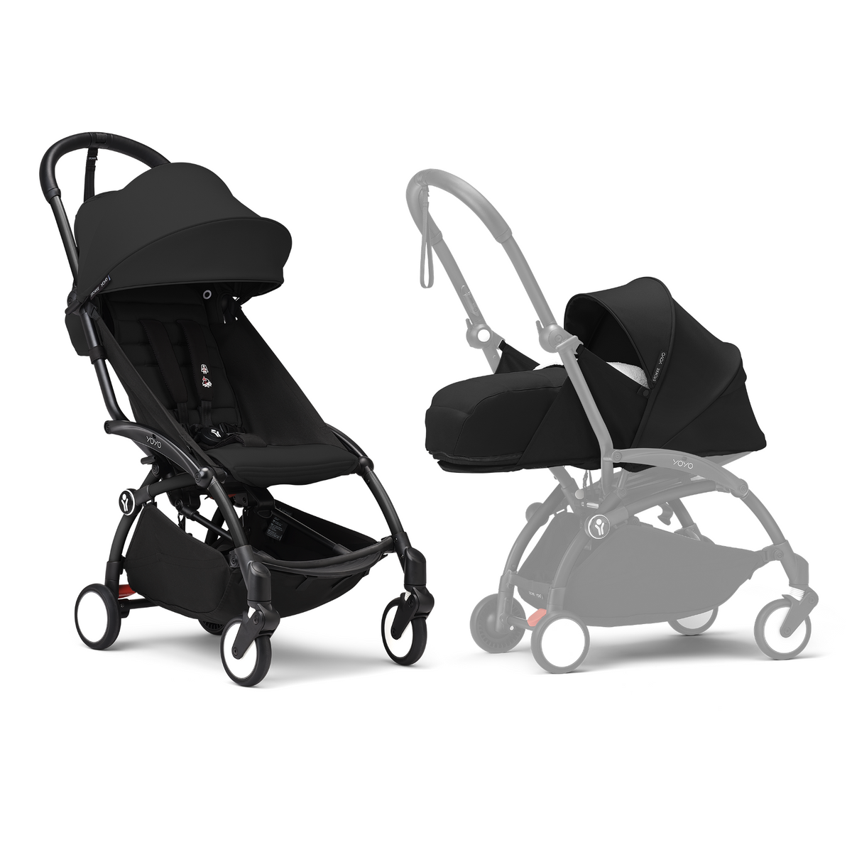 Stokke YOYO3 Black Frame & 0+ & 6+ Black Bundle