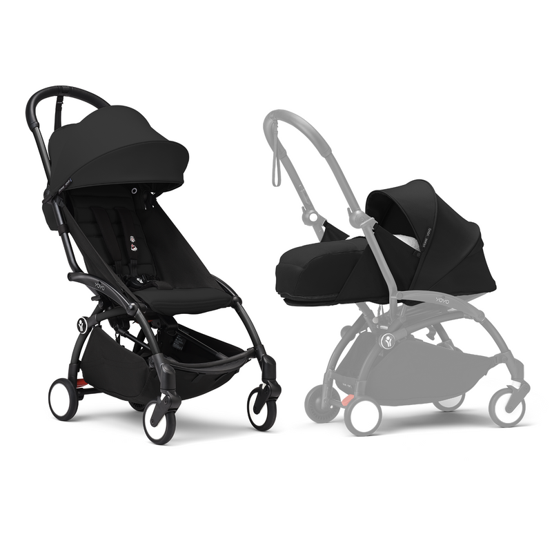 Stokke YOYO3 Black Frame & 0+ & 6+ Black Bundle