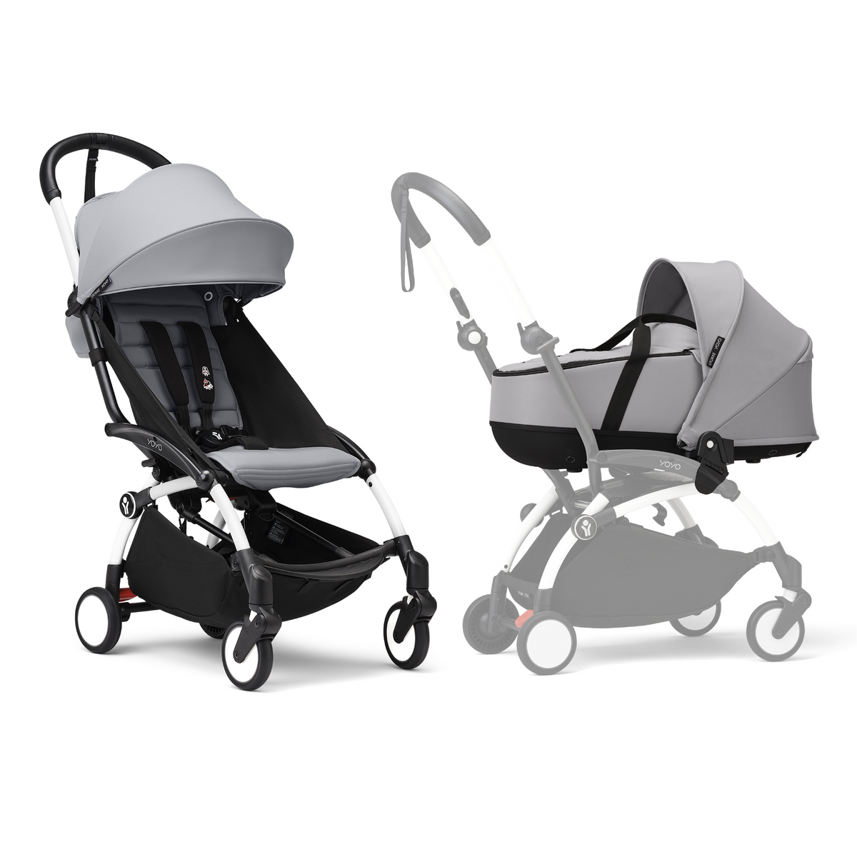 Stokke YOYO³ Stroller White Frame Newborn & 6+ Bundle - Stone
