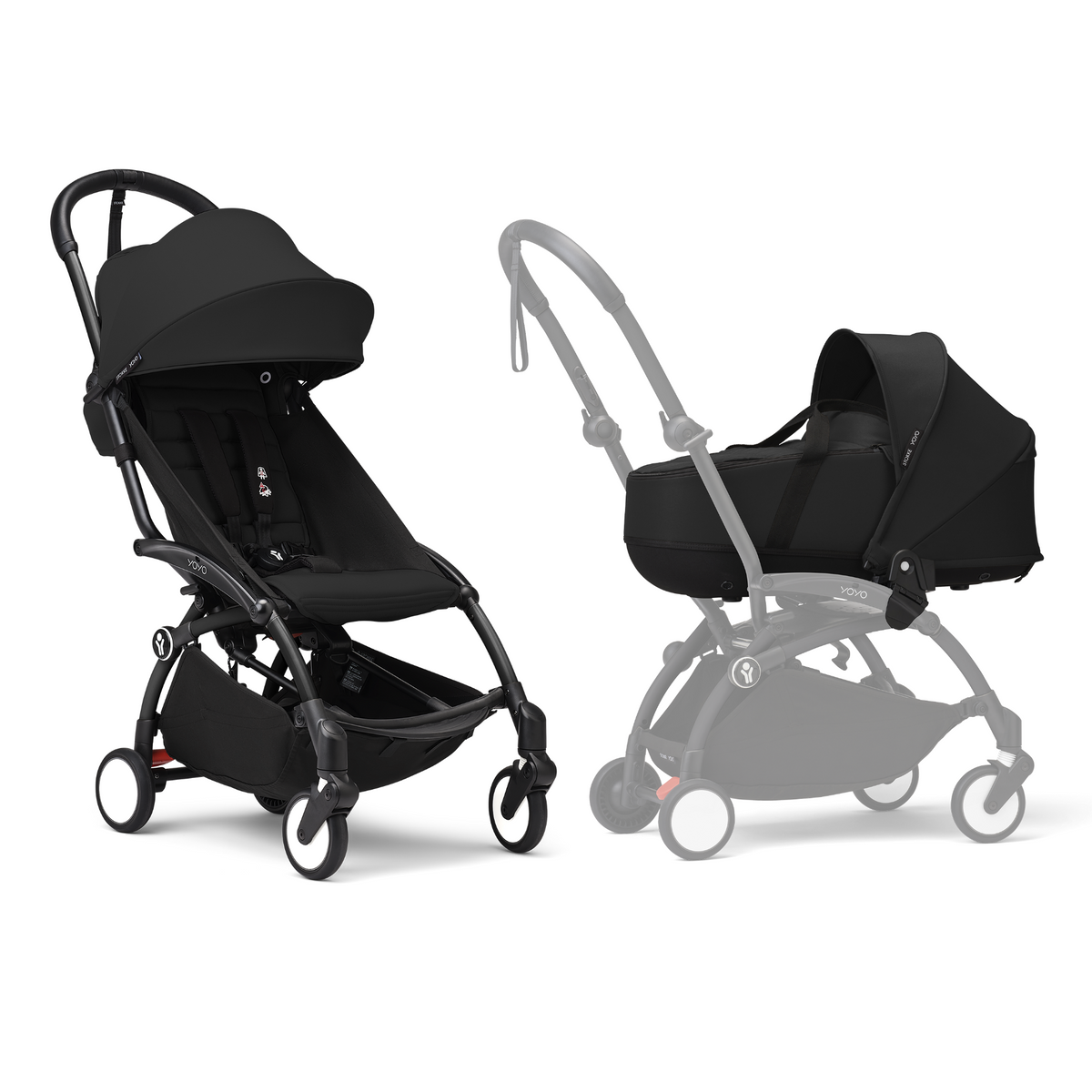 Stokke YOYO3 Frame Black + Newborn & 6+ Pack Bundle Black