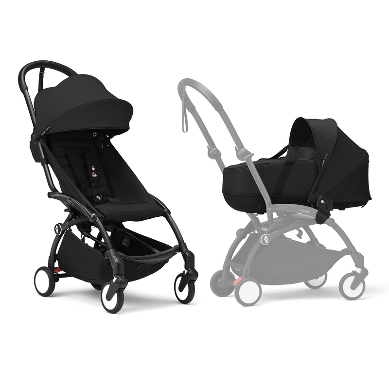 Stokke YOYO3 Frame Black + Newborn & 6+ Pack Bundle Black