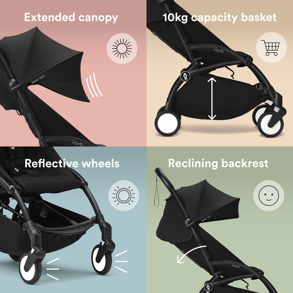 Stokke YOYO3 Frame Black + Newborn & 6+ Pack Bundle Black