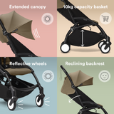 Stokke YOYO3 Frame Black + Newborn & 6+ Pack Bundle Toffee