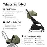 Stokke YOYO3 Frame Black + Newborn & 6+ Pack Bundle Olive