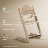 Stokke Tripp Trapp Chair White with White Baby Set Bundle Adjustable Wooden High Chair
