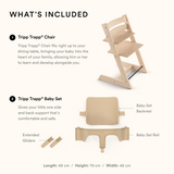 Stokke Tripp Trapp Chair White with White Baby Set Bundle Adjustable Wooden High Chair