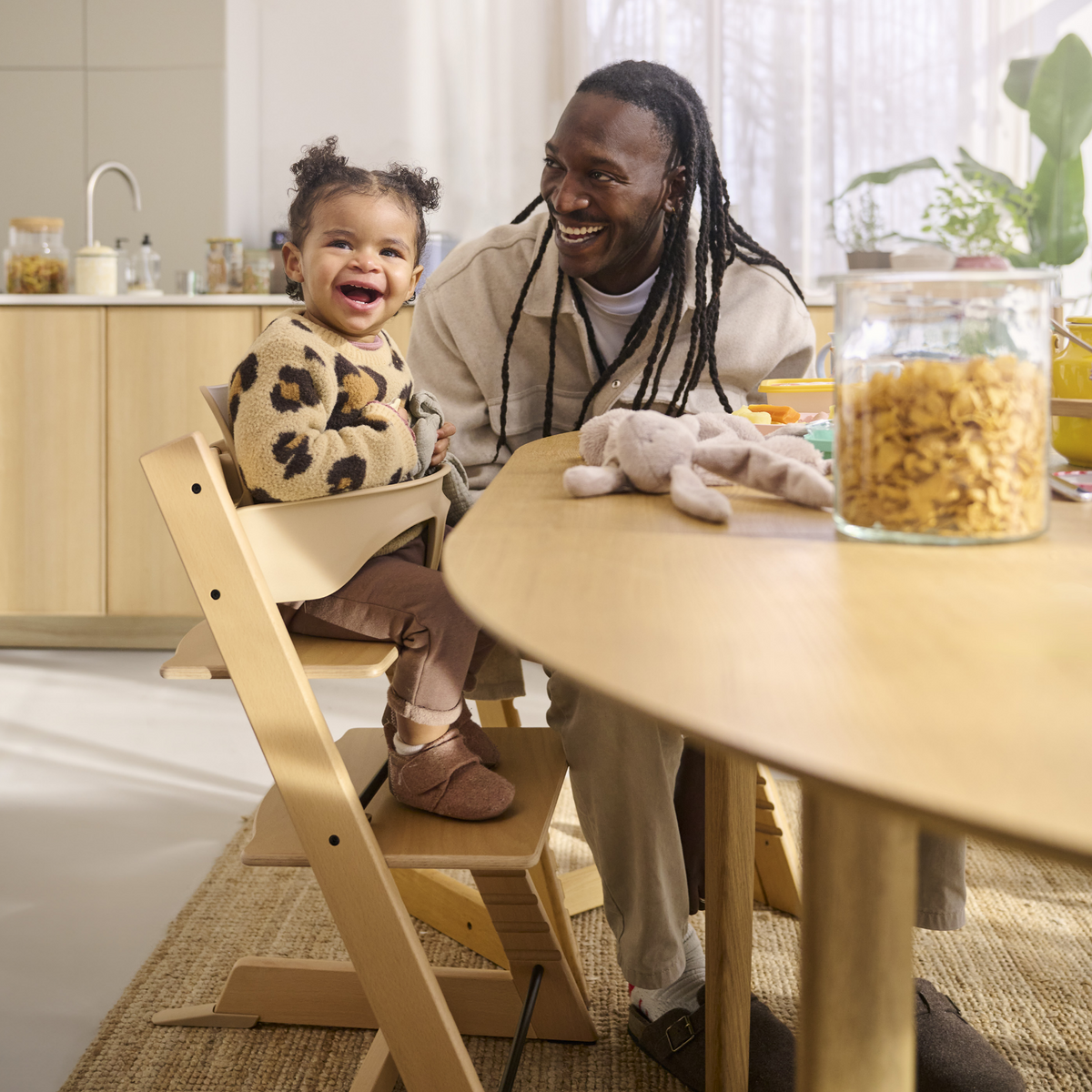 Stokke Tripp Trapp Chair White with White Baby Set Bundle Adjustable Wooden High Chair