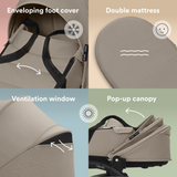 Stokke YOYO3 Frame Black + Newborn & 6+ Pack Bundle Taupe