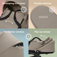 Stokke YOYO3 Frame Black + Newborn & 6+ Pack Bundle Taupe