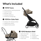 Stokke YOYO3 Frame Black + Newborn & 6+ Pack Bundle Taupe