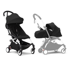 Stokke YOYO³ Stroller White Frame Newborn & 6+ Bundle - Black