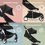 Stokke YOYO3 Stroller White Frame Newborn & 6+ Bundle - Black