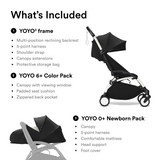 Stokke YOYO3 Stroller White Frame Newborn & 6+ Bundle - Black
