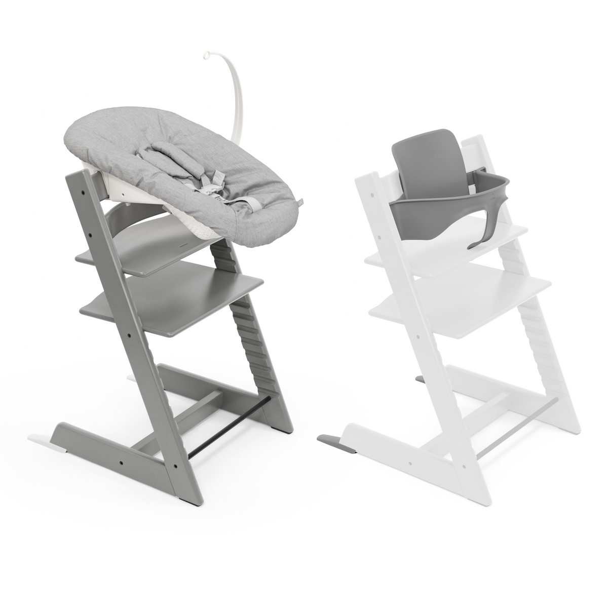 Stokke Tripp Trapp Chair + Baby & Newborn Set Bundle Storm Grey