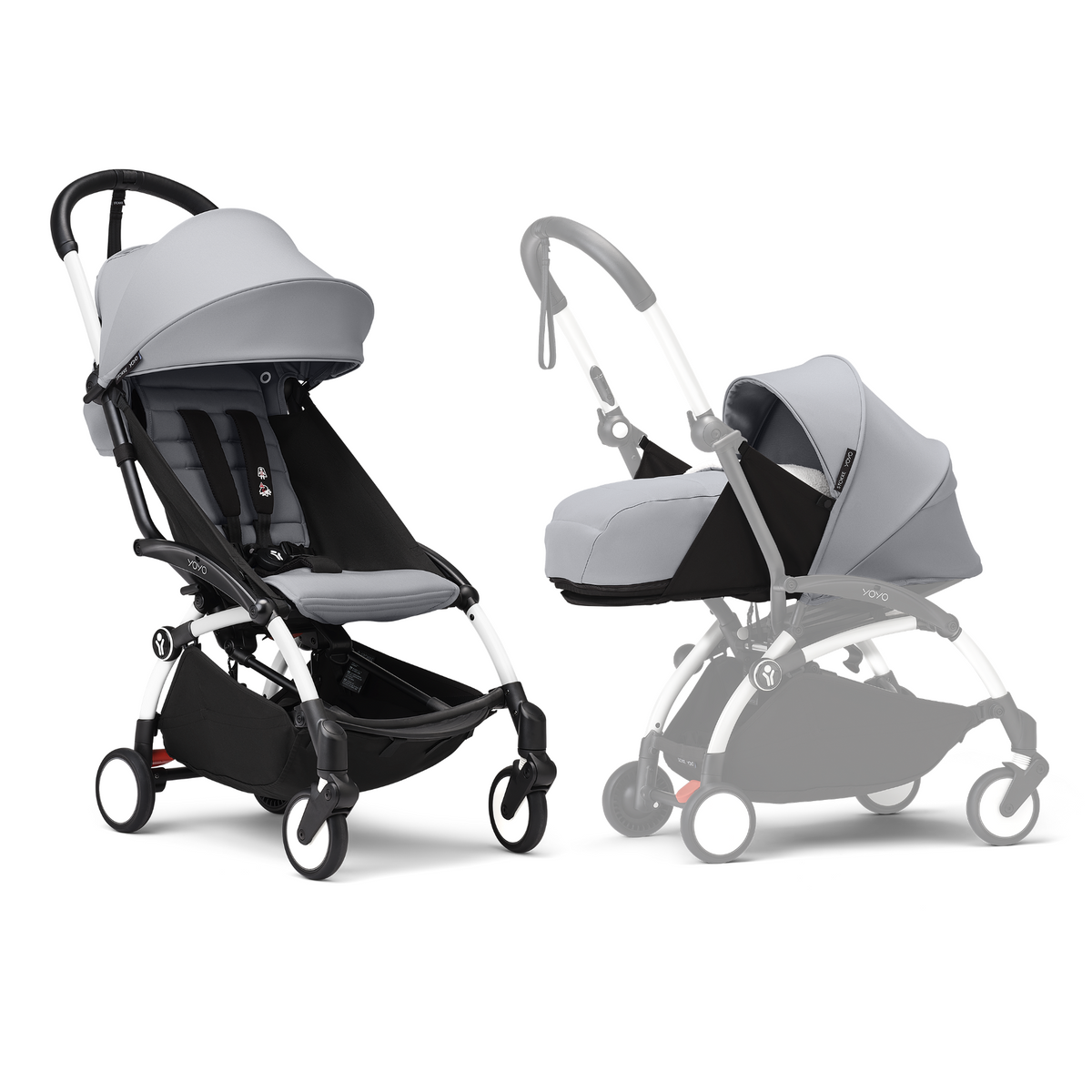 Stokke YOYO³ Stroller White Frame Newborn & 6+ Bundle - Stone