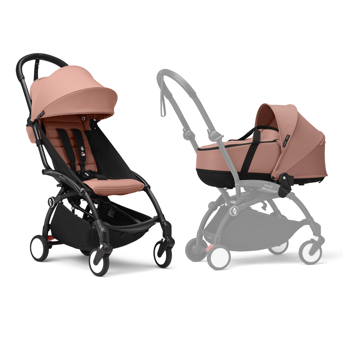 Stokke YOYO3 Frame Black + Newborn & 6+ Pack Bundle Ginger