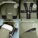 Stokke YOYO3 Black Frame & 0+ & 6+ olive Bundle