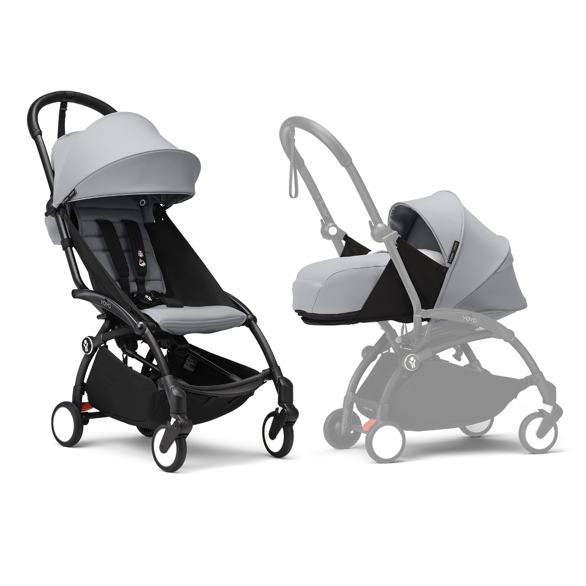 Stokke YOYO3 Black Frame & 0+ & 6+ Stone Bundle