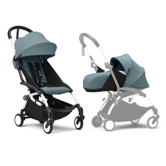 Stokke YOYO³ Stroller White Frame Newborn & 6+ Bundle - Aqua