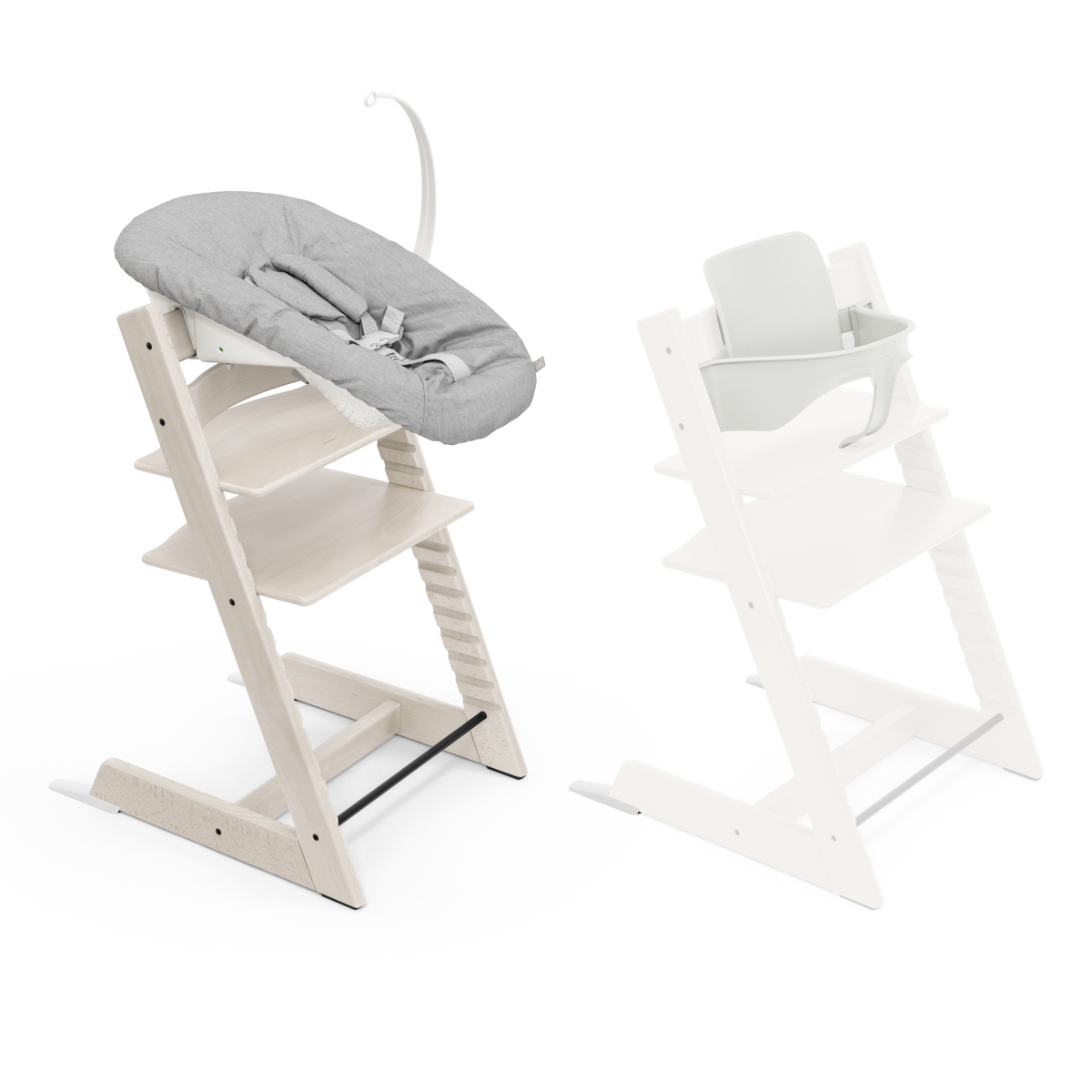 Stokke Tripp Trapp Chair + Baby & Newborn Set Bundle Whitewash