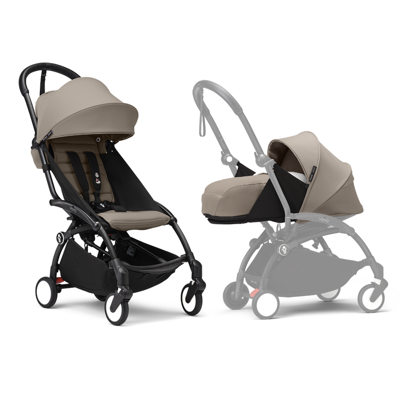 Stokke YOYO3 Black Frame & 0+ & 6+ Taupe Bundle