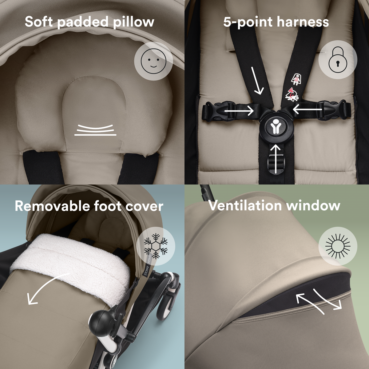 Stokke YOYO3 Black Frame & 0+ & 6+ Taupe Bundle