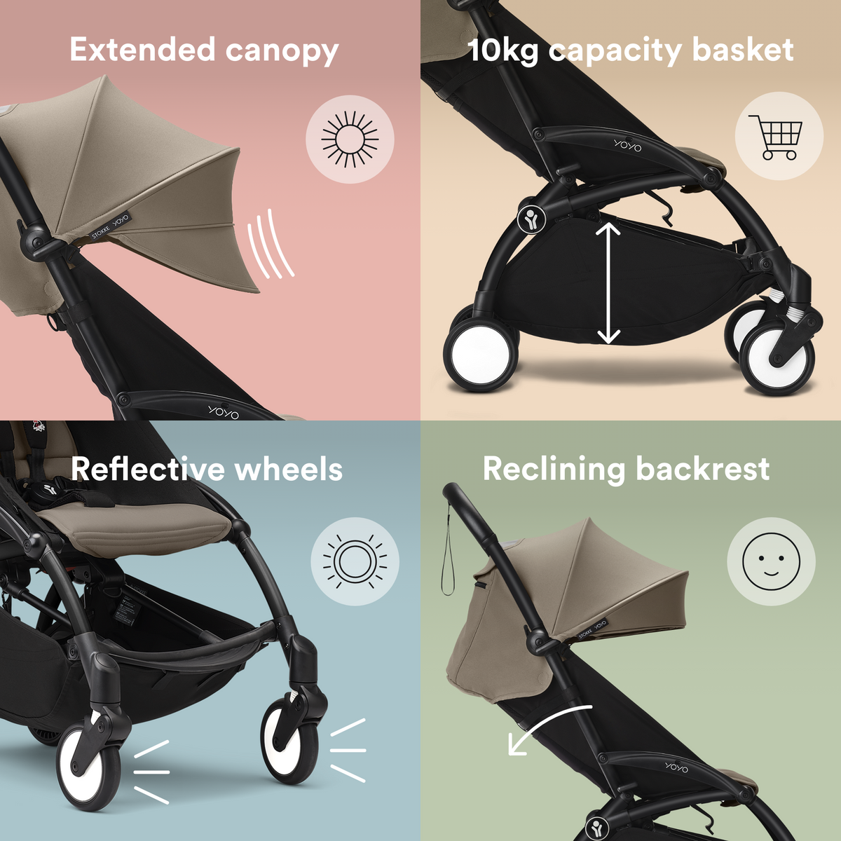 Stokke YOYO3 Black Frame & 0+ & 6+ Taupe Bundle