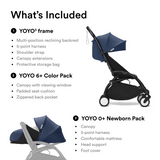 Stokke YOYO3 Stroller Black Frame Newborn & 6+ Bundle - Air France Blue