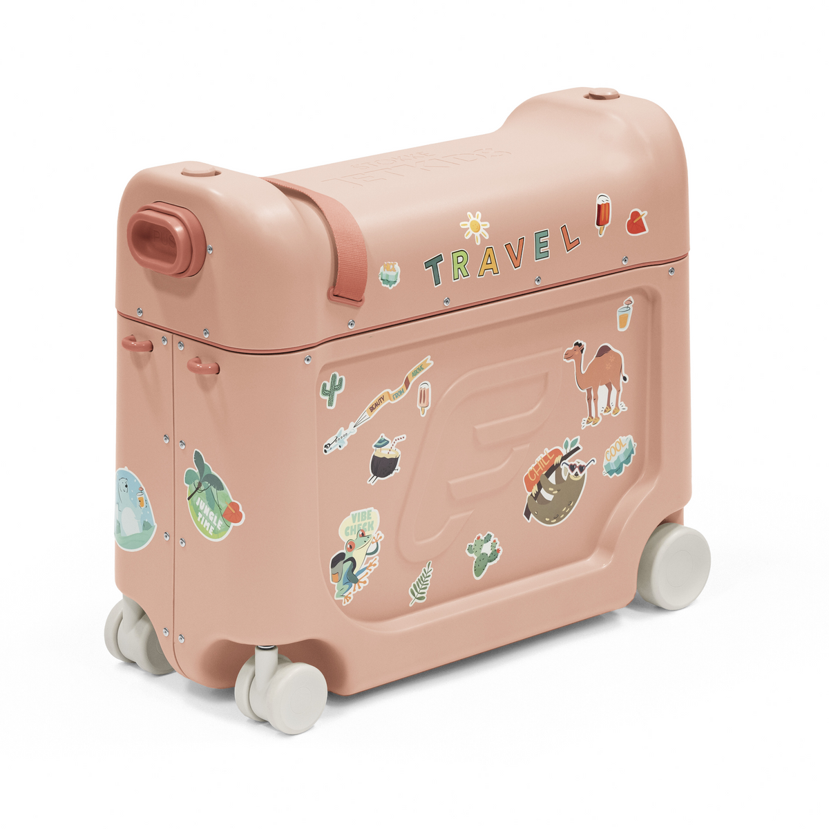 Stokke JetKids BedBox Coral Pink Kids Ride On Travel Suitcase Bed Box