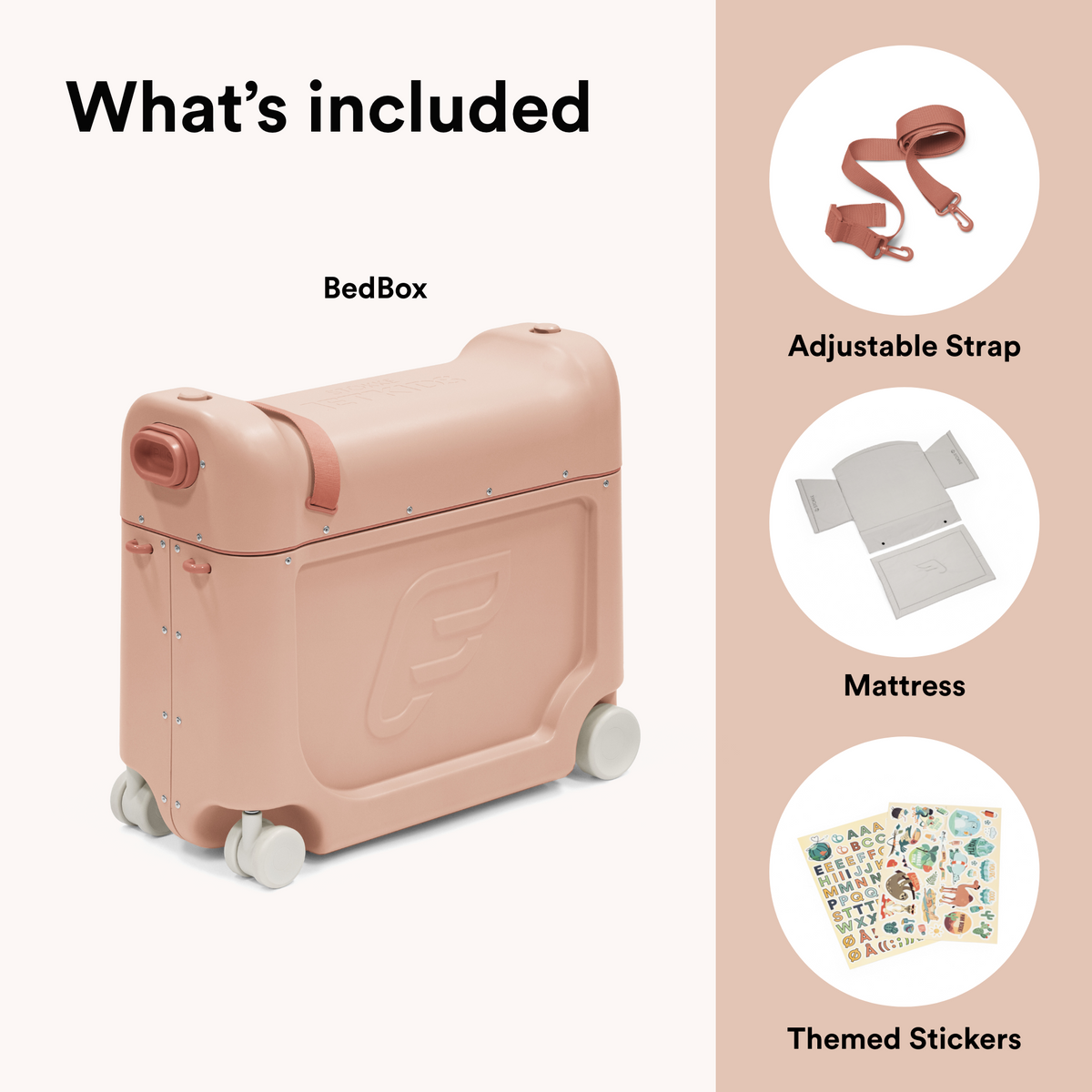 Stokke JetKids BedBox Coral Pink Kids Ride On Travel Suitcase Bed Box