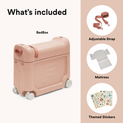 Stokke JetKids BedBox Coral Pink Kids Ride On Travel Suitcase Bed Box