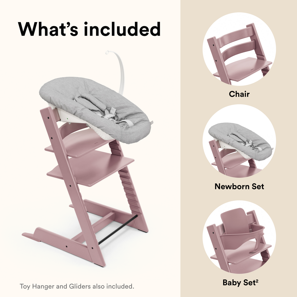 Stokke Tripp Trapp Chair + Baby & Newborn Set Heather Mauve