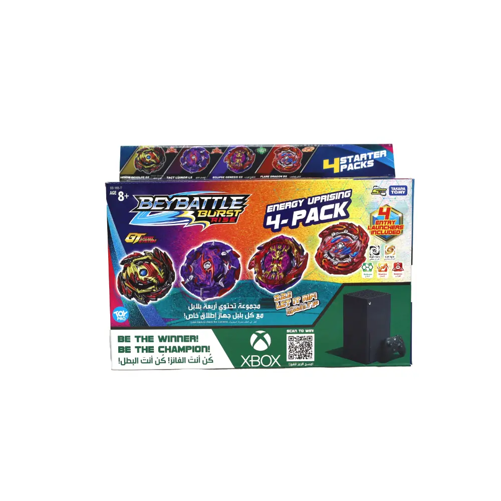 Takara Tomy Beyblade Beybattle Burst Energy Uprising 4-Pack C S5 with Launchers