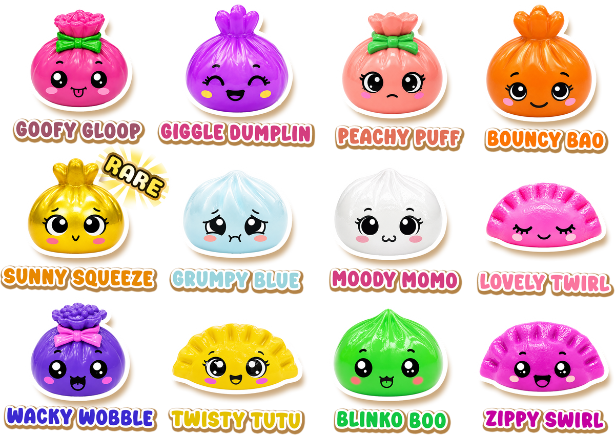 Bao Bao Buddies Squishy Dim Sum Sensory Toy in Mini Steamer 5.5cm - Assorted Mystery