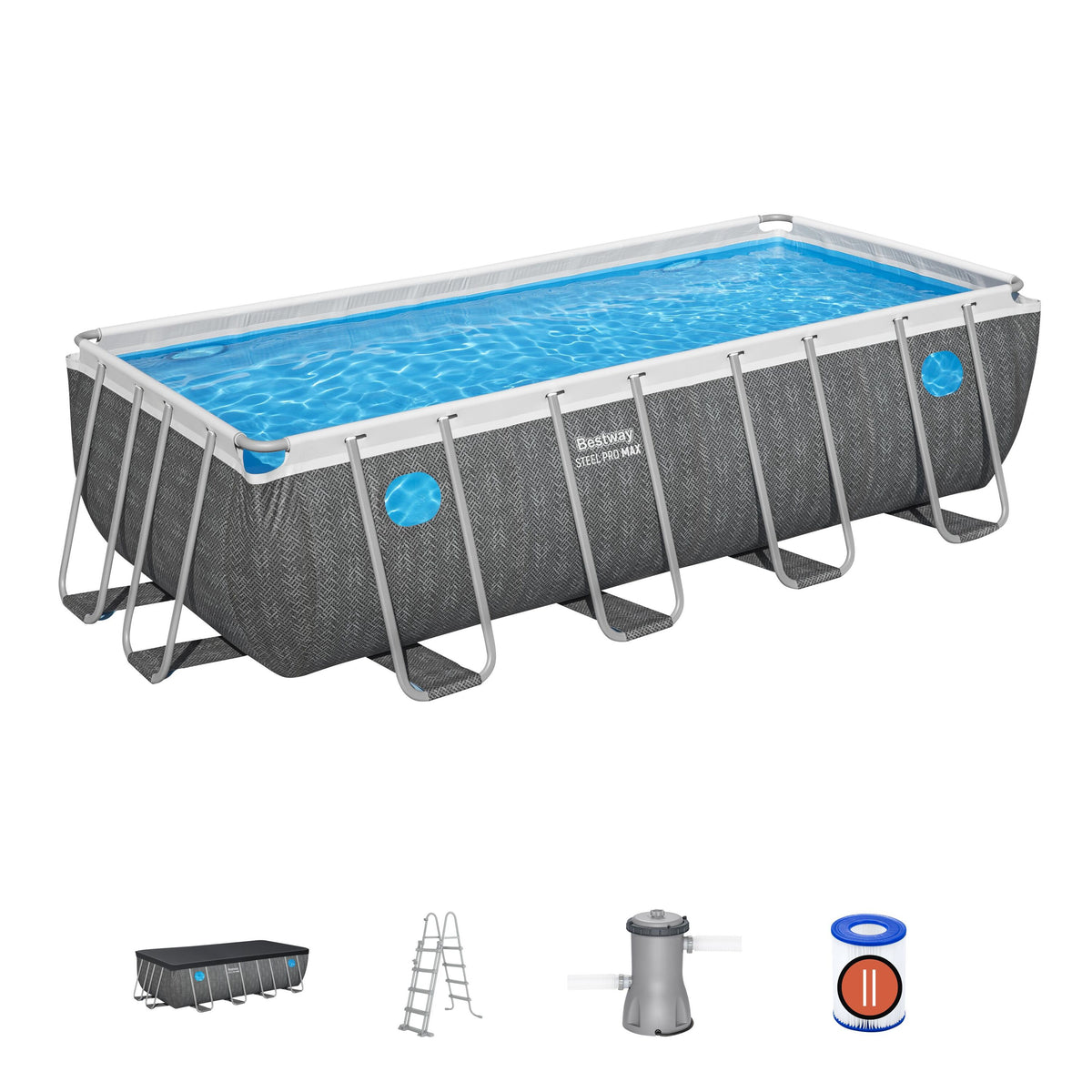 Bestway Power Steel Rectangular Above Ground Pool Set - 488x244x122cm