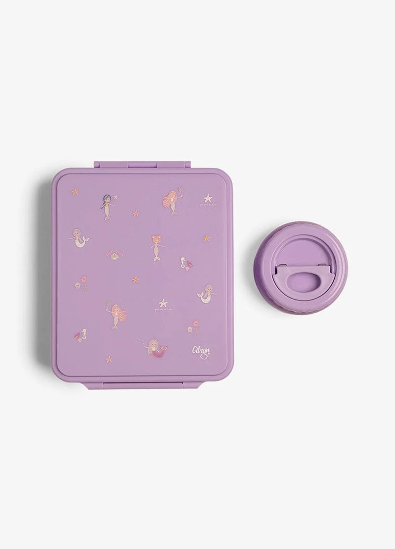 Citron Mermaid Grand 4-Compartment Lunch Box with Insulated Food Jar
