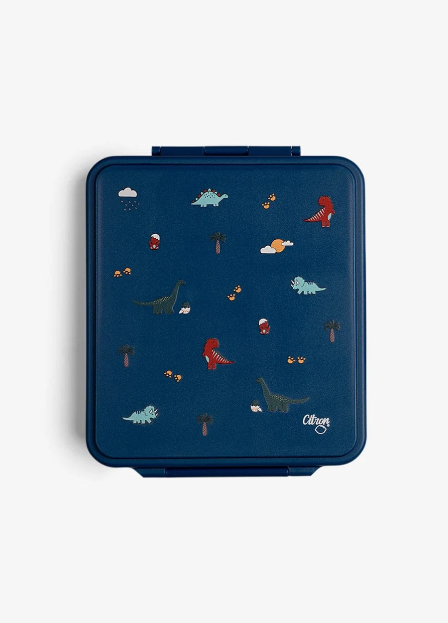 Citron Dino Grand 4-Compartment Lunch Box with Insulated Food Jar