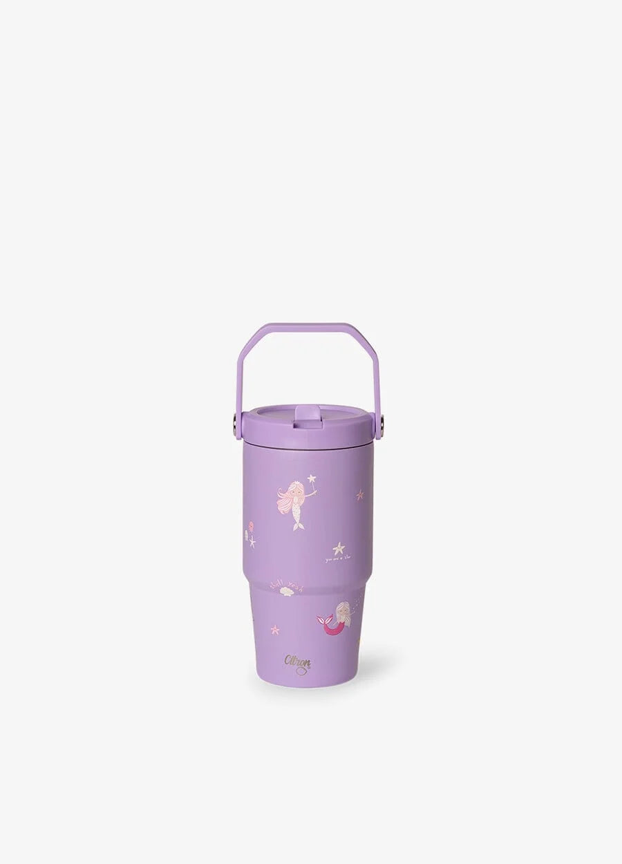Citron Mermaid Insulated Stainless Steel Tumbler with Handle - 600 ml