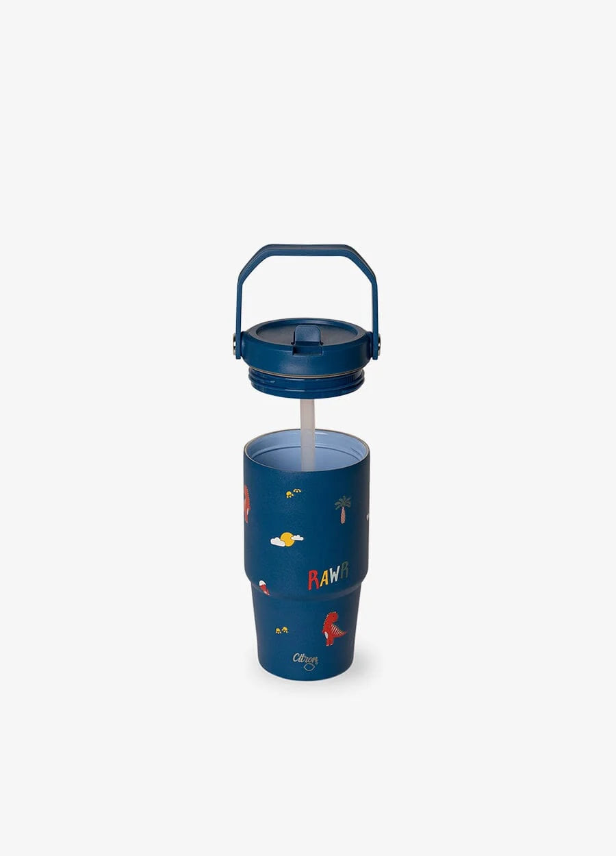 Citron Dino Insulated Stainless Steel Tumbler with Handle - 600 ml