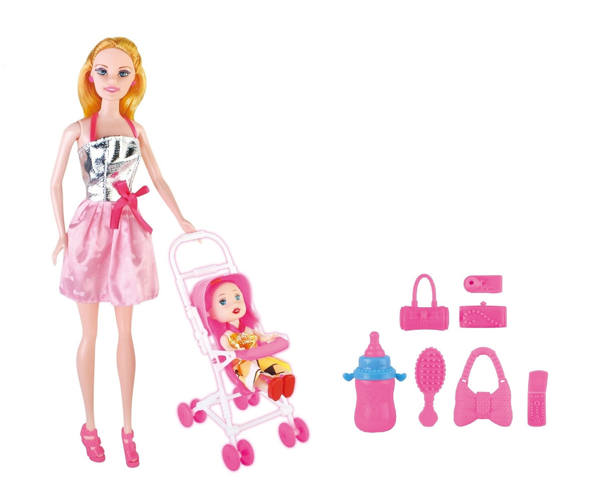 Power Joy Leila 3-in-1 Trolley Doll Set 31cm Fashion Doll with Trolley Playset Assorted Designs, 1 Piece, Random Selection