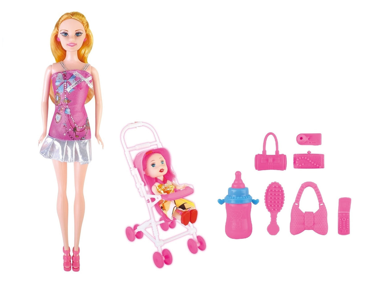 Power Joy Leila 3-in-1 Trolley Doll Set 31cm Fashion Doll with Trolley Playset Assorted Designs, 1 Piece, Random Selection