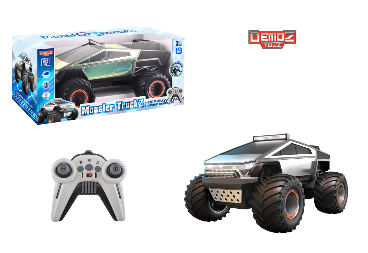 Demoz RC Monster Truckz 2.4GHz Metal Body Cybertruck with Lights & Music
