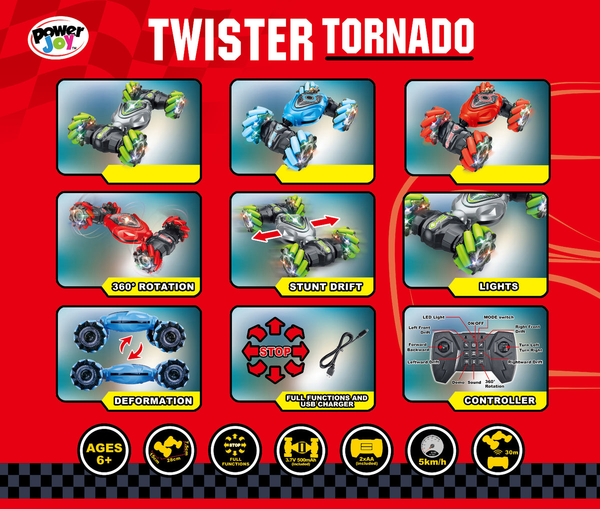 Power Joy RC Twister Tor 2.4G Lights 1/12 BPC Assortment