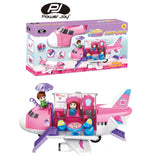 Power Joy Playhome Airplane Playset with 2 Mini Dolls for Kids