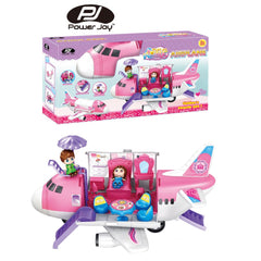 Power Joy Playhome Airplane Playset with 2 Mini Dolls for Kids