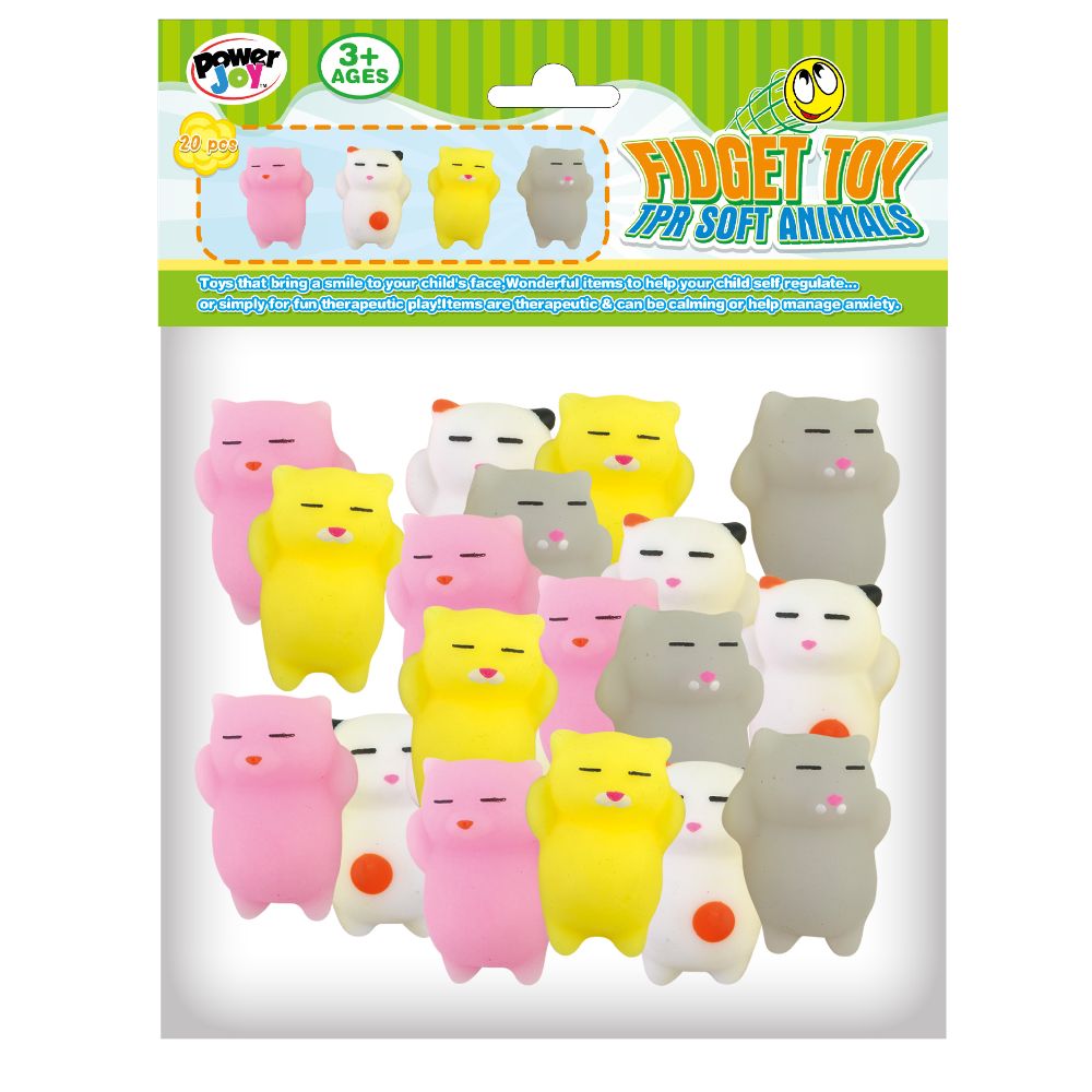 Power Joy Fidget Toy Squishy Animals 20-Piece Megapack - Soft Sensory Toys for Kids