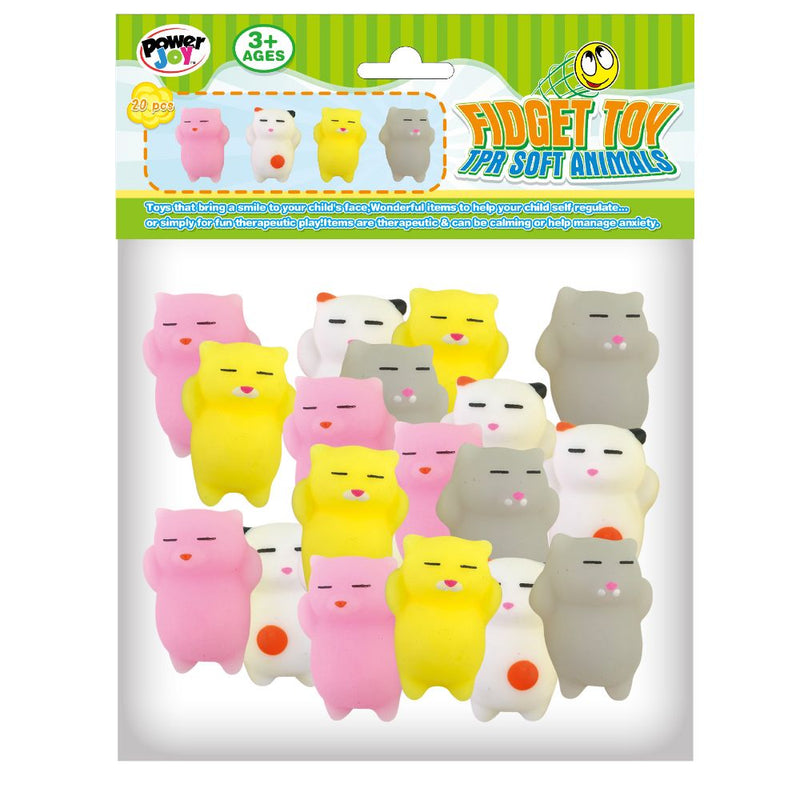 Power Joy Fidget Toy Squishy Animals 20-Piece Megapack - Soft Sensory Toys for Kids