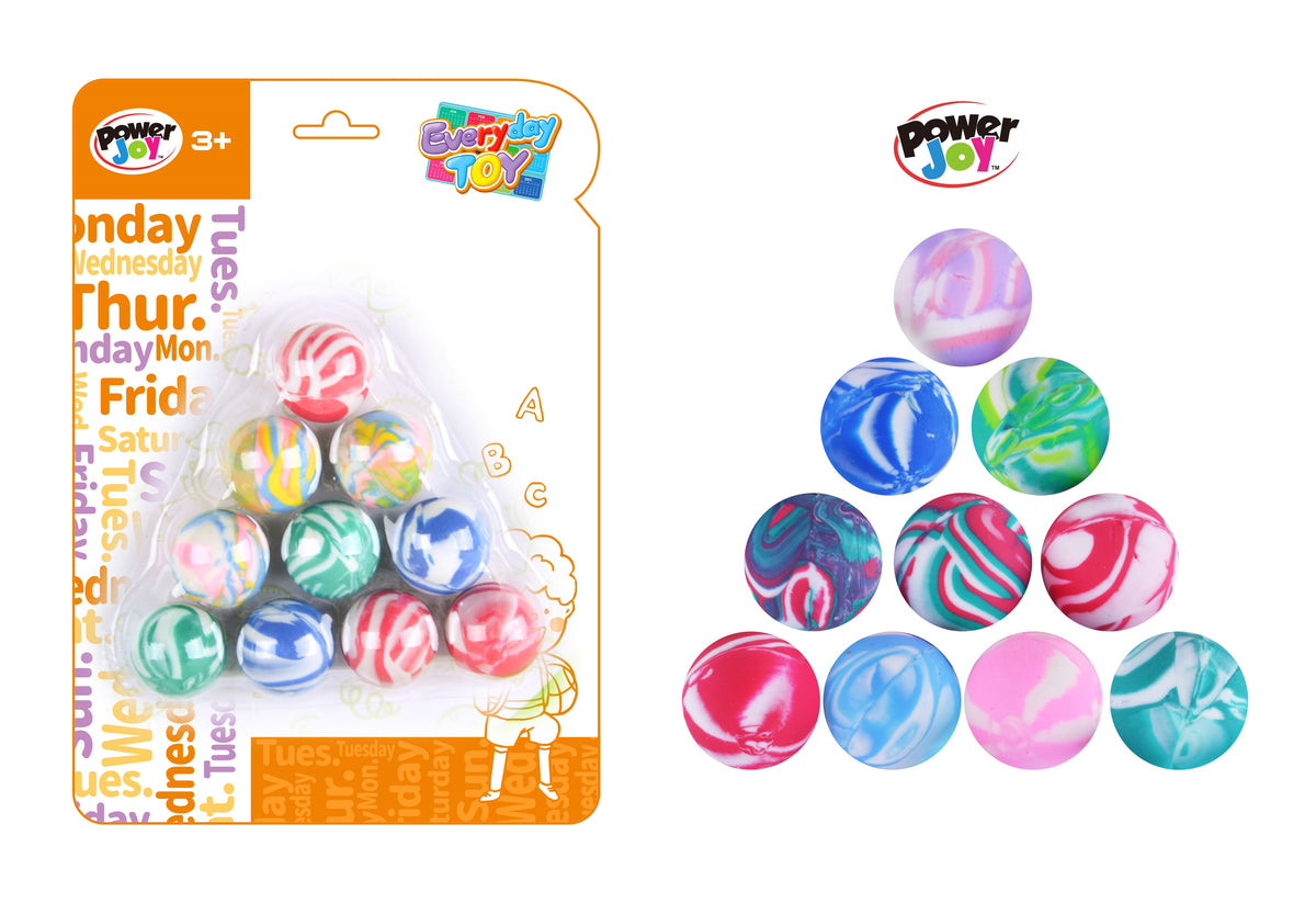 Power Joy Everyday Bouncing Balls 10 Pieces, Colourful Bouncy Ball Play Set for Kids